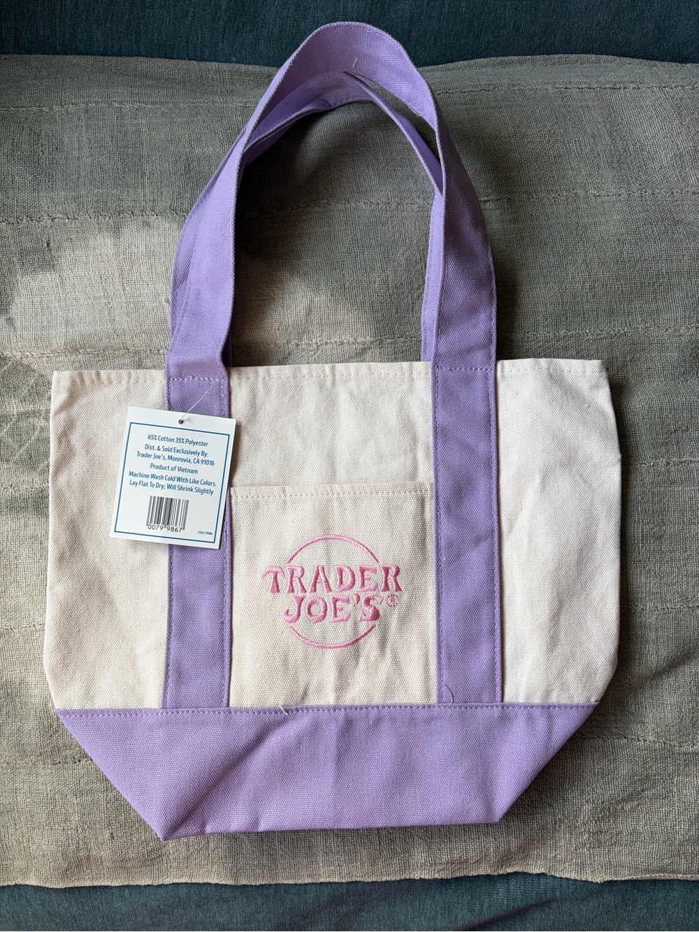 Trader Joe's Lavender Canvas Mini Tote